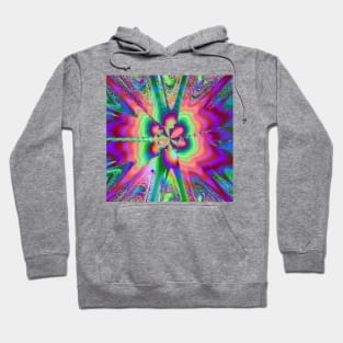 Psychedelic, Multicolor Fractal Design - Purple and Green Splash Hoodie